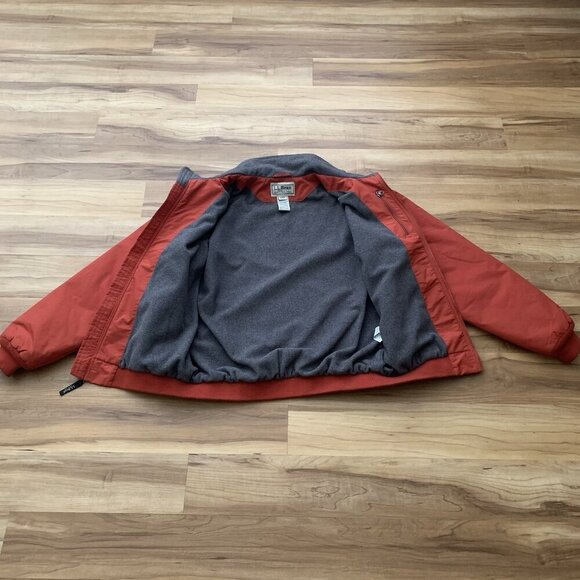 L.L Bean Coat Mens Medium Red Orange Thinsulate Bomber Jacket Fleece Lined Zip - Picture 8 of 13